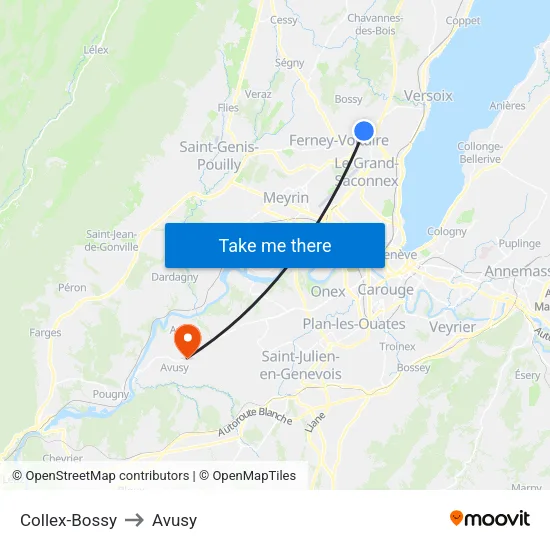 Collex-Bossy to Avusy map