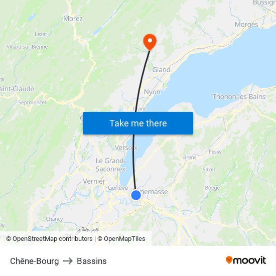 Chêne-Bourg to Bassins map