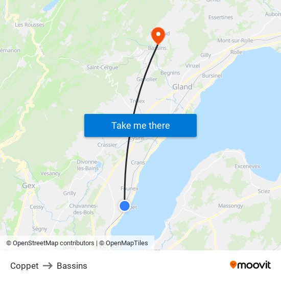 Coppet to Bassins map