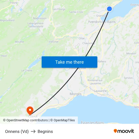 Onnens (Vd) to Begnins map