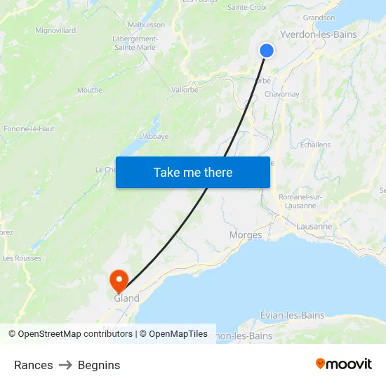 Rances to Begnins map