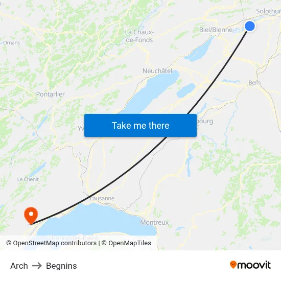 Arch to Begnins map