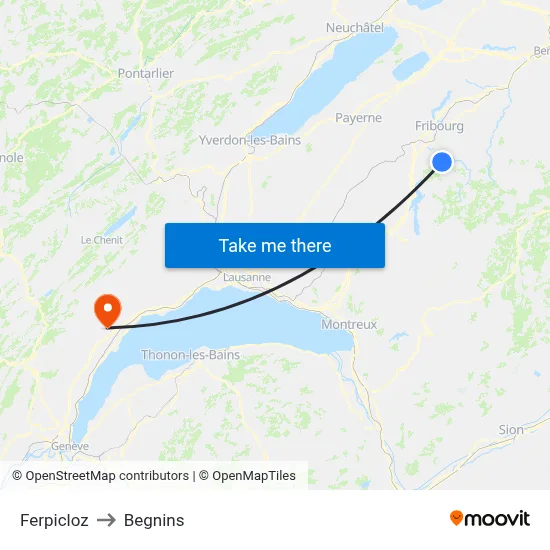 Ferpicloz to Begnins map