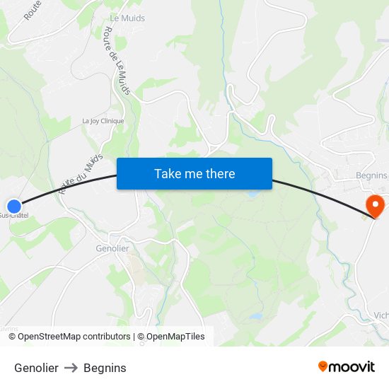 Genolier to Begnins map