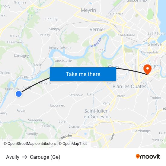 Avully to Carouge (Ge) map