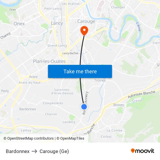 Bardonnex to Carouge (Ge) map