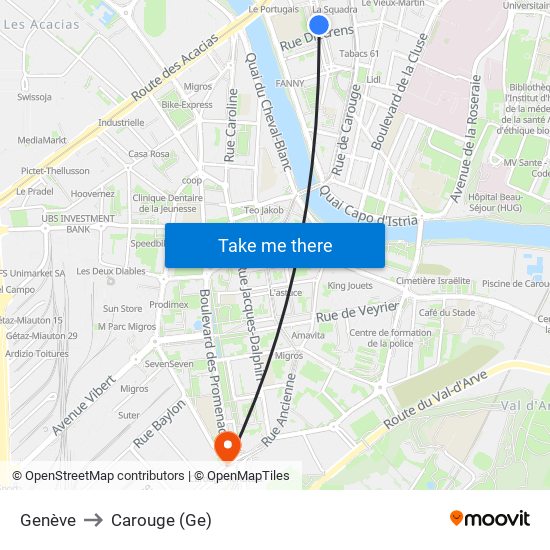 Genève to Carouge (Ge) map