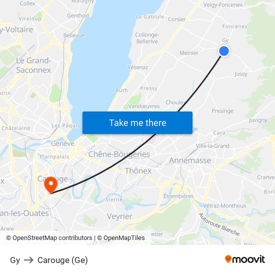 Gy to Carouge (Ge) map