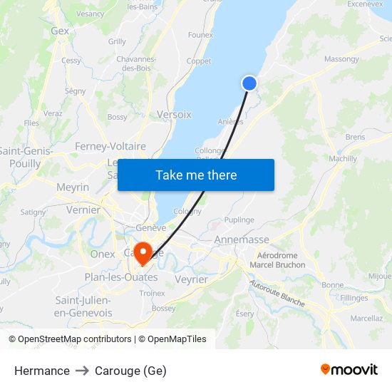 Hermance to Carouge (Ge) map