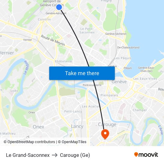 Le Grand-Saconnex to Carouge (Ge) map