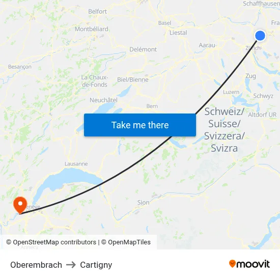 Oberembrach to Cartigny map