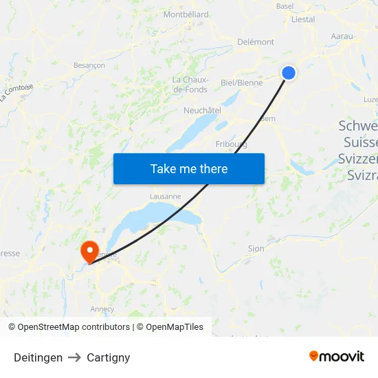 Deitingen to Cartigny map