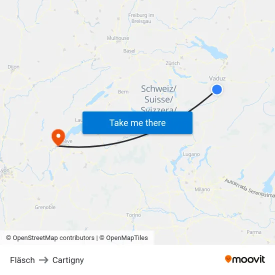 Fläsch to Cartigny map
