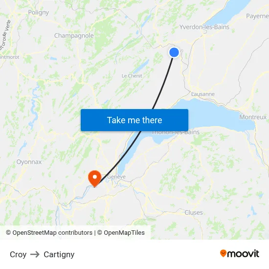Croy to Cartigny map