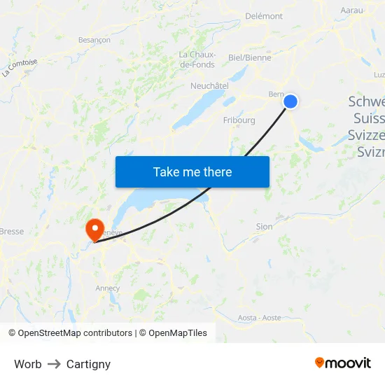 Worb to Cartigny map