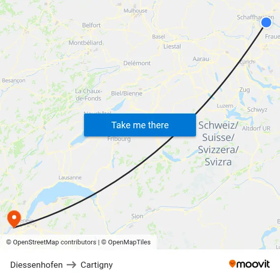 Diessenhofen to Cartigny map