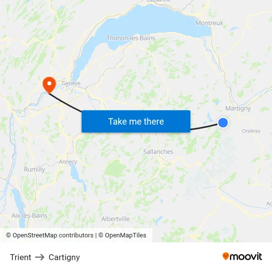 Trient to Cartigny map