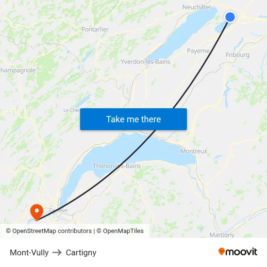 Mont-Vully to Cartigny map