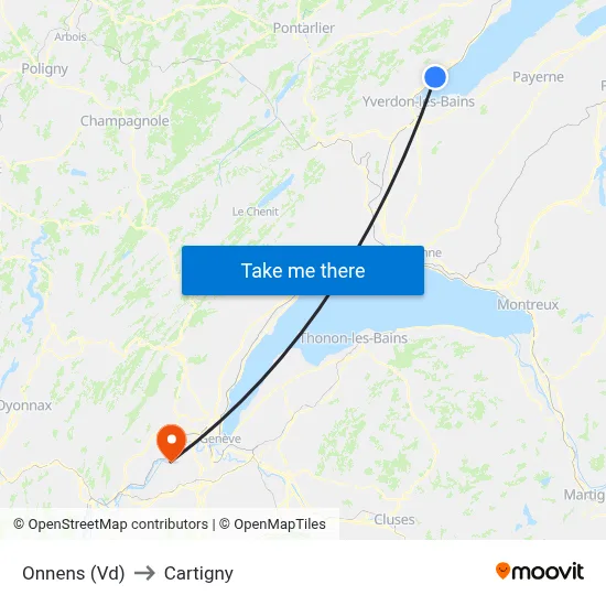 Onnens (Vd) to Cartigny map