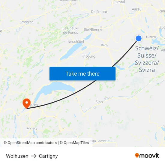Wolhusen to Cartigny map