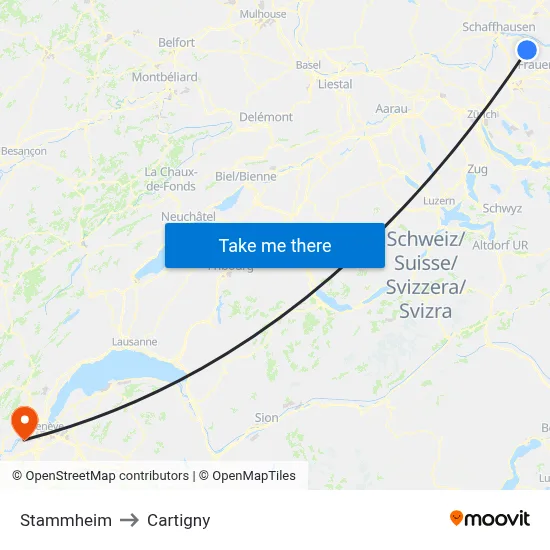 Stammheim to Cartigny map