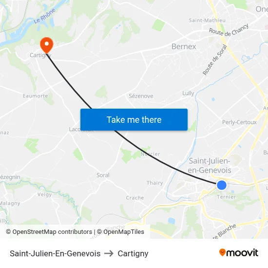 Saint-Julien-En-Genevois to Cartigny map