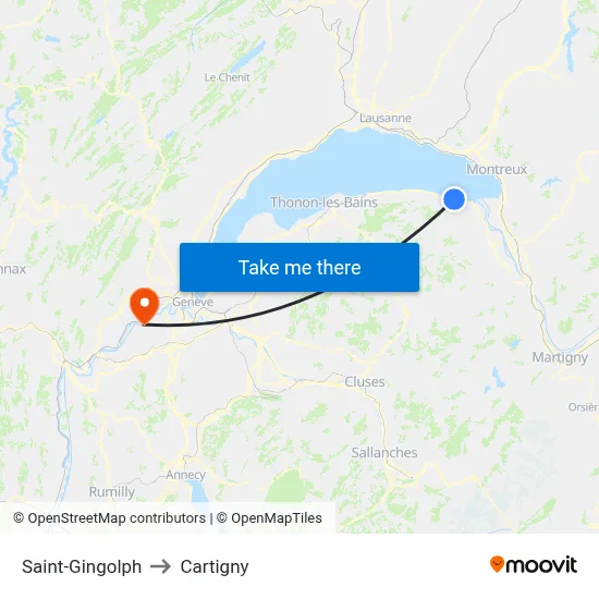 Saint-Gingolph to Cartigny map