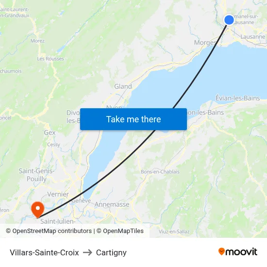 Villars-Sainte-Croix to Cartigny map