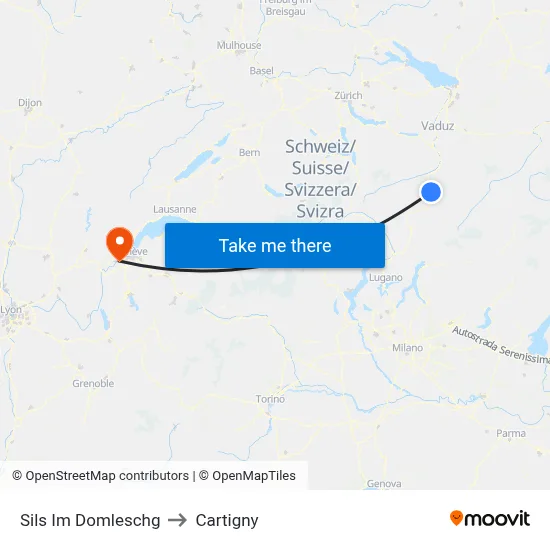 Sils Im Domleschg to Cartigny map