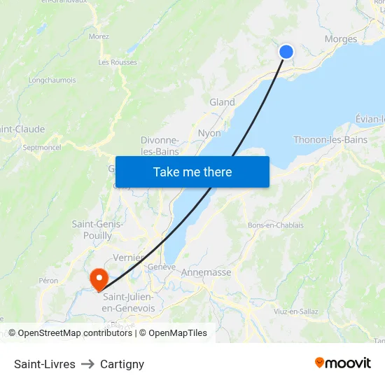 Saint-Livres to Cartigny map