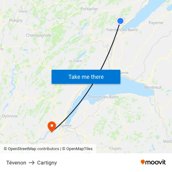 Tévenon to Cartigny map
