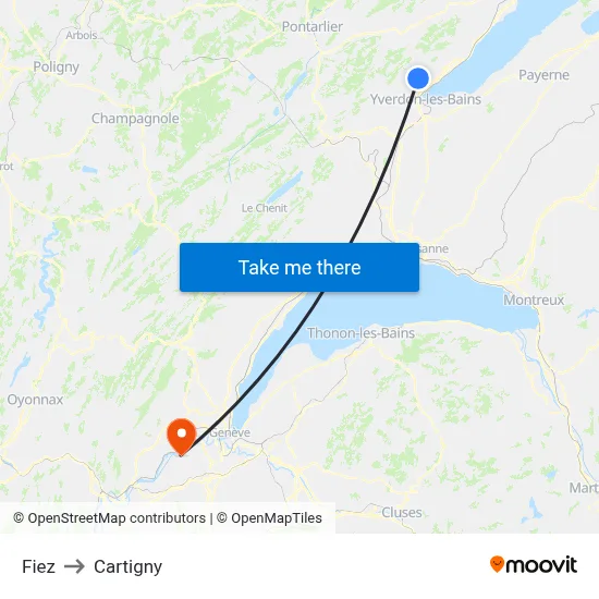 Fiez to Cartigny map