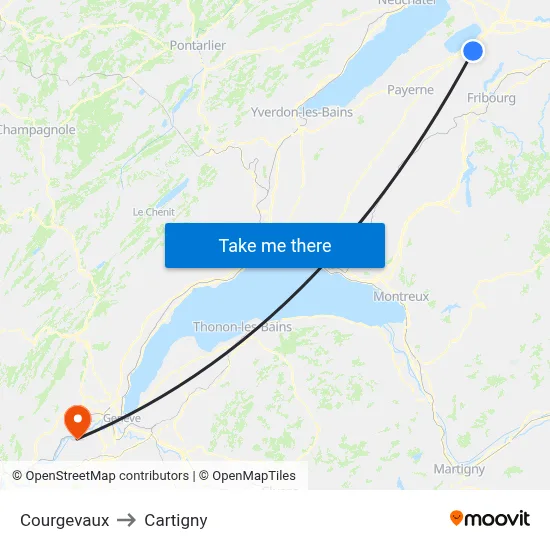 Courgevaux to Cartigny map