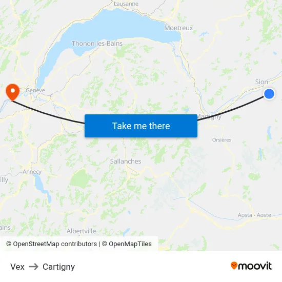 Vex to Cartigny map