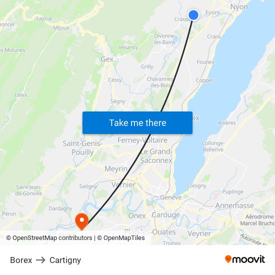 Borex to Cartigny map