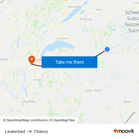 Leukerbad to Chancy map