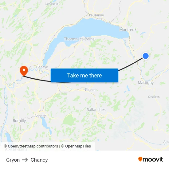 Gryon to Chancy map