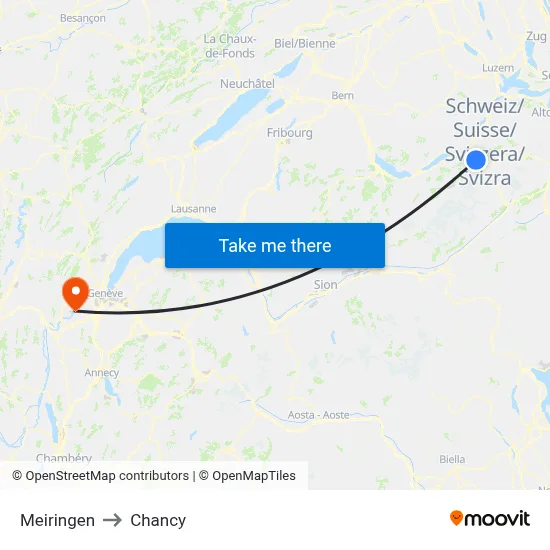 Meiringen to Chancy map
