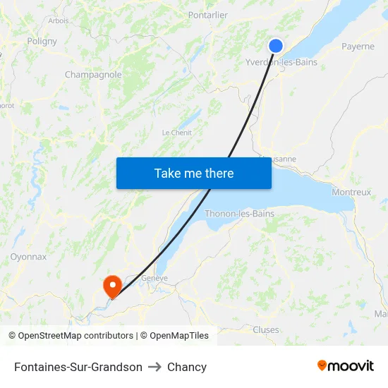 Fontaines-Sur-Grandson to Chancy map