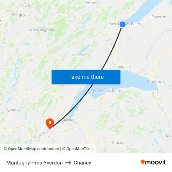 Montagny-Près-Yverdon to Chancy map
