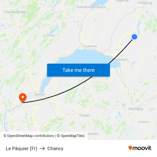 Le Pâquier (Fr) to Chancy map