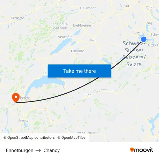 Ennetbürgen to Chancy map