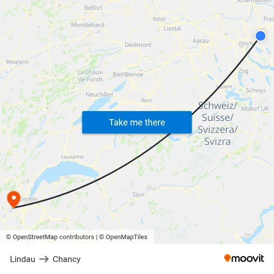 Lindau to Chancy map