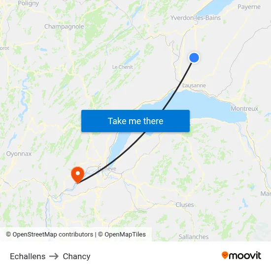 Echallens to Chancy map