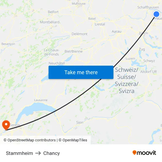 Stammheim to Chancy map