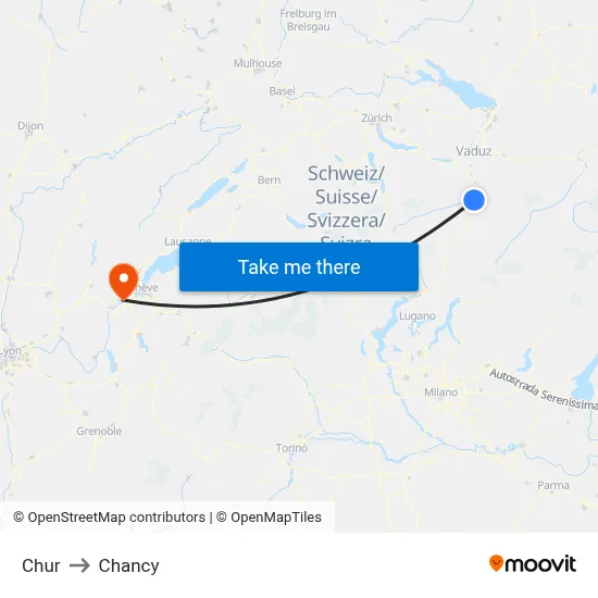 Chur to Chancy map