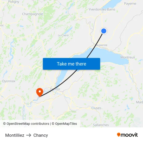 Montilliez to Chancy map