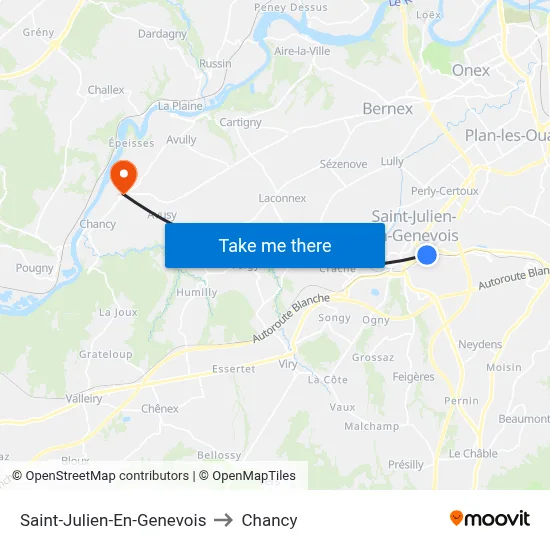 Saint-Julien-En-Genevois to Chancy map