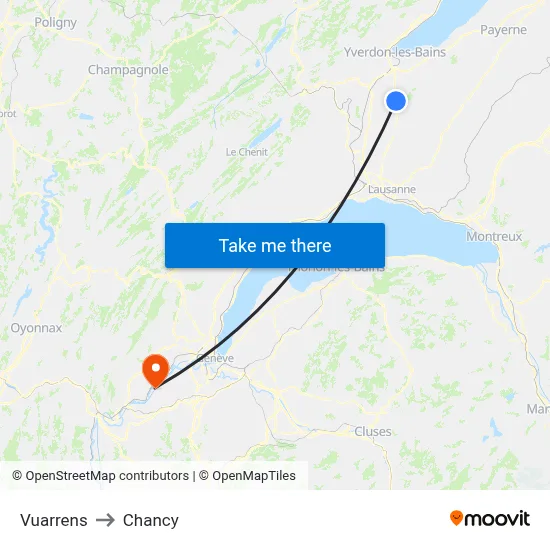 Vuarrens to Chancy map