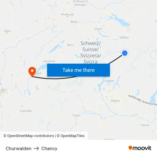 Churwalden to Chancy map